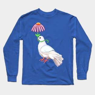 Dove with Flower Umbrella Long Sleeve T-Shirt